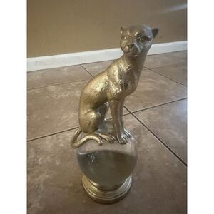 Sitting Gold Leopard Crystal Decorative Figurine